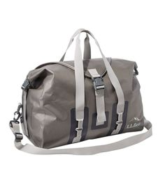 a duffel bag is shown with straps on the handle and shoulder strap, as well as