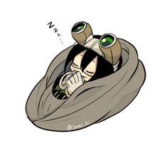 a drawing of a woman wrapped up in a blanket with her eyes open and an eyeball on her head