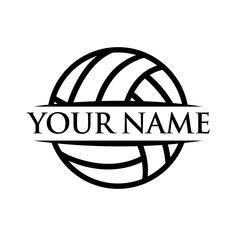 a volleyball ball with the word your name on it in black and white, against a white background