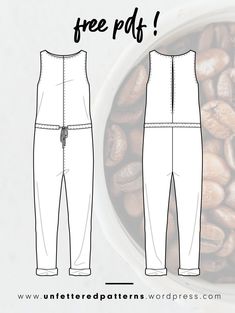 the front and back view of a women's jumpsuit with side zippers