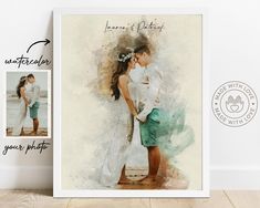 a couple kissing in front of a white wall with the words save our date on it