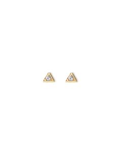 Delicately mounted on a gold post is a dazzling diamond encrusted in a dainty triangle setting. These Art-Deco inspired micro studs are the ideal layering staple. Details Diamond carat weight 0.06 Earring total width is approximately 3mm/ 1/8'' wide 14K yellow Gold Triangle Studs, Square Stud, Diamonds And Gold, Diamond Carat, Art Deco Inspired, Inspiration Art, Color Of Life, Lifestyle Shop, White Rose Gold