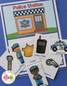 police station cards and matching pictures for children to use in the classroom or at home