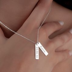 Bar Name Engraved Necklace is made by hand in our workshop with care. All our jewelry is the most elegant choice for the Bridesmaids, friends, your loved ones and for yourself. Bar Name Engraved Necklace  * Material: High Quality Solid 925 Sterling Silver. * Finish: Sterling Silver ∙ Gold ∙ Rose Gold. HOW TO ORDER ❓ * Select your necklace COLOR. * Choose necklace length from 14" to 22". The length option is the TOTAL chain length (including the charm). If you order an 18" chain, the piece will c Silver Sterling Silver Bar Necklace With Rectangular Pendant, Engraved Silver Rectangular Bar Necklace, Silver Engraved Rectangular Bar Necklace, Nickel-free Rectangular Pendant Jewelry For Anniversary, Personalized Silver Bar Necklace As A Gift, Personalized Silver Bar Necklace For Gift, Personalized Rectangular Pendant Jewelry, Classic Rectangular Jewelry For Personalized Gifts, Silver Rectangular Pendant Necklace For Anniversary