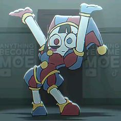 an animated image of a cartoon character in front of a sign that says, anything becomes mememode