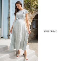 Soft & feminine, Seraphine's Sage Maternity & Nursing Midi Dress offers beautiful boho vibes for pregnancy & beyond. Maternity Wrap Dress, Floral Maternity Dresses, Maternity Nursing Dress, Stylish Maternity Outfits, Soft Feminine, Stylish Maternity, Nursing Dress, Maternity Nursing, Boho Vibe