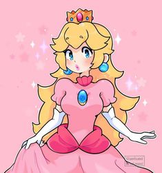 the princess peach is wearing a tiara and pink dress with stars on her chest