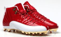 AIR JORDAN 12 MICHAEL CRABTREE PE CLEAT Jordan Baseball Cleats, Jordan Football Cleats, Jordan 12 Cherry, White And Red Mens Bball Shoes, Jordan 12 Royalty, Jordan 11 Bred, Dez Bryant, Cleats Football