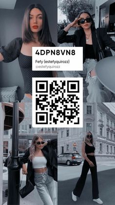 two women in black and white photos with qr code