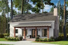 a small house with a porch and covered patio