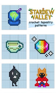 cross stitch pattern for stardew valley crochet tapestry patterns with images of different items