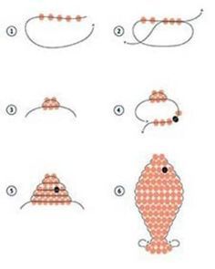 the instructions for how to make an origami fish with beads and threads