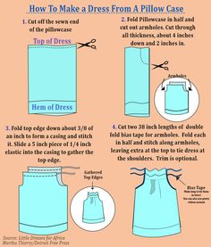 how to make a dress from a pillow case - step by step instructions for sewing