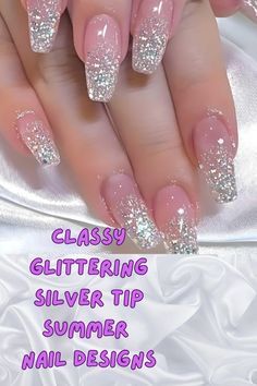 Classy Glittering Silver Tip Summer Nail Designs: Vacation Nails, Trendy Summer Nails, Fun Spring Nails, Summer Nail Ideas, Two Color French Tip Nails, Europe Summer Nails, Sun Nails, College Graduation Nails, Short Classy Nails, Dominican Nails, Hawaiian Flower Nails Acrylic, Tropical Nail Designs, Mexican Style Nails, Spring Stiletto Nails, Summer Almond Nails, Hot Summer Nails, Summer Nail Art,  Nail Designs, 4th of July Nails, Pink Summer Nails, Summer Nail 2024 Trends, Bright Nails, Tropical Nails, Beach Nails, Summer Bright Nails, Rainbow Nails Design, Maximalist Nails, Cute Funky Nails, Vibrant Summer Nails, Beach Nails, Classy Summer Nails, Trends, Summer Nail Colors, Summer Almond Nails, Ocean Nails, Spring Nail Sets, Cute Spring Nails, Fun Summer Nails, Neon Pink Nails. Nail Designs Vacation