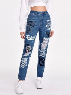 Cute Ripped Jeans, Painted Clothes Diy, Painted Clothes, Trik Fotografi, Causual Outfits, Cute Jeans, Girls Fashion Clothes, Teenage Fashion Outfits, Teen Fashion Outfits