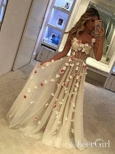 See Through Bodice Long Prom Dresses Butterfly Applique Formal Dress ARD1983-SheerGirl White Prom Dress Long, Ivory Prom Dresses, Flower Prom Dress, Cheap Prom Dresses Long, White Evening Dress, Prom Dresses Sleeveless, Cute Prom Dresses, Beautiful Prom Dresses, Backless Prom Dresses