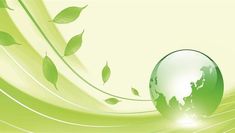 an abstract green background with leaves and a globe