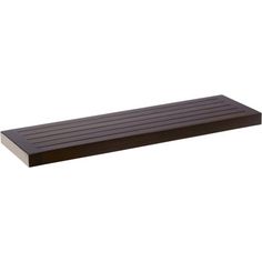 a brown wooden shelf on a white background