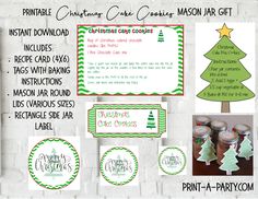 printable christmas cookie jar gift tags and labels for cookies in mason jars, with instructions on how to make them