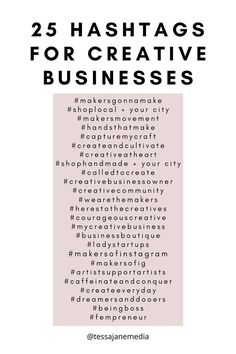 the cover of 25 hashtags for creative businesses