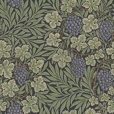 a wallpaper with grapes and leaves on it