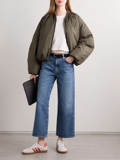 AGOLDE's considered approach to design ensures that jeans like this 'Harper' pair can be worn for years to come. They're whiskered, faded and lightly frayed for a worn-in appearance and the relaxed, straight legs are cropped to show off your shoes. Winter Cardigan, Cardigan Shirt, Your Shoes, Sports Suit, Short En Jean, Mid Rise Jeans, Ski Wear, Sport Pants, Jil Sander