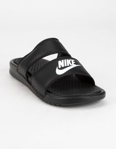 Nike Benassi Duo, Black Slide Sandals, Nike Benassi, Womens Slides Sandals, Black Slides, Womens Slides, Eva Foam, Pool Slides, Slide Sandals