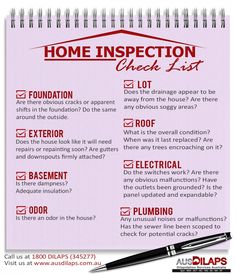 a house inspection checklist with the words home inspection check list written in red on it