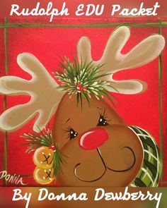 a painting of a reindeer with antlers on it's head and the words rudolphh & du packet