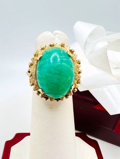 Vintage 14K Yellow Gold Jade Cabochon Ring Size 3.75 Perfect gift for your loved one for any occasion or holiday! Ring length approximately: 31.34mm Ring width approximately: 19.82mm Gemstone: Jade Total ring weigh: 7.32g Item will be placed into a gift box. Free domestic shipping. * Formal Green Opal Ring In 14k Gold, Formal Oval Cabochon Turquoise Ring, Elegant Green Cabochon Opal Ring, Formal Fine Jewelry Turquoise Cabochon Ring, 14k Gold Oval Cabochon Emerald Ring Gift, Formal 14k Gold Cabochon Emerald Ring, Elegant Gold Turquoise Cabochon Ring, Elegant Gold Turquoise Ring For Formal Occasions, Formal Turquoise Cabochon Ring Fine Jewelry