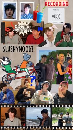 a collage of photos with the words slushynoobz on them