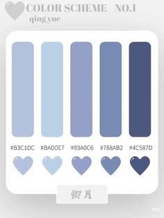 the color scheme is blue and has hearts on each side, as well as four different colors