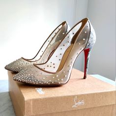 Christian Louboutin Strass Heels. Womens Size 5 Perfect For Special Occasions. Includes A Box A Dust Bag And An Extra Pair Of Heel Buttons. Luxury Wedding Shoes With 4-inch Heel, Cocktail Wedding Shoes With 4-inch Heel And Closed Toe, Luxury Closed Toe Wedding Shoes With Padded Heel, Luxury Court Shoes With Sculpted Heel For Wedding, Luxury Wedding Shoes With 4-inch Heel Almond Toe, Luxury Wedding Shoes With Padded Heel And Closed Toe, Luxury Wedding Shoes With 4-inch Almond Toe Heel, Luxury Wedding Shoes With Almond Toe And 4-inch Heel, Wedding Court Shoes With Branded Heel Counter