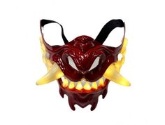 The Oni mask, derived from Japanese folklore, is renowned as the most iconic Japanese mask. It represents demon-like creatures and holds a significant place in Japanese culture. The Oni mask is renowned for its menacing expression. Sharp fangs and horns accentuate it. This red lightweight plastic light up Japanese Style Oni Mask (glows yellow) half mask (covers the lower half of the face) with the look of an animal snout and fangs is perfect for anime, unique style animals like tigers and other Oni Maske, Japanese Mask, Oni Mask, Red Costume, Japanese Folklore, Half Mask, Animal Costumes, Plastic Lights, Halloween Cosplay