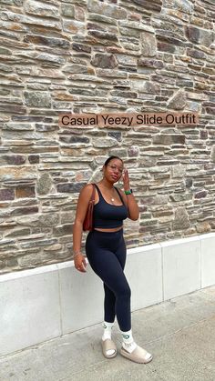 Yeezy Slide Outfit, Yeezy Slides Outfit, Hidden Ny, Girls White Shirt, Running Errands Outfit, Slides Outfit, Errands Outfit, Yeezy Slides