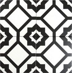 an abstract black and white tile design