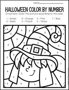 the halloween color by sight page for children to learn how to read and color it