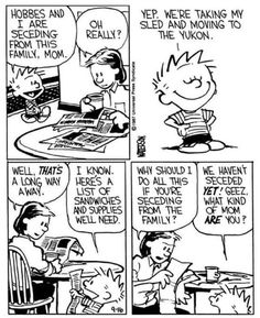 a comic strip with two children at a table and one is talking to another child