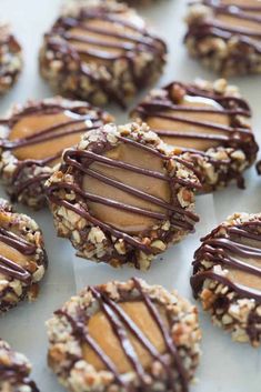 chocolate covered cookies with nuts and drizzled on top