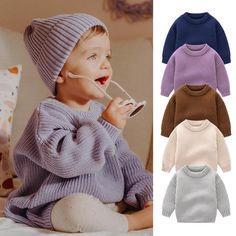 Baby Sweater Girl Boy Pullover Autumn Winter Knitted Sweater Wholesale Baby Children Clothes Baby Knit Sweater, Boys Formal Wear, Boys Knit Sweaters, Handknit Design, Pull Bebe, Solids For Baby, Toddler Winter, Boys Tops, Boys Knits