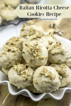 italian ricotta cheese cookies in a white bowl