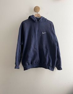 Great looking hoodie in great preowned condition for its age. Approx measurements- Pit To Pit: 24”. Length: 27”. Sleeves: 22”. Nike Vintage Hoodies, Vintage Hoodies 90s, Fall Thrifting, Nasa Hoodie, Navy Blue Hoodie, 90s Nike, Adidas Hoodie, Vintage Hoodies, Nike White