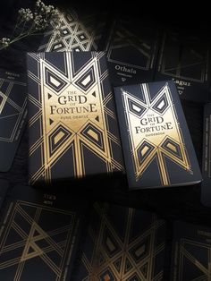 Rune deck with hard box and guidebook in black and gold