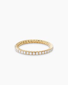 David Yurman | DY Eden Band Ring in 18K Yellow Gold with Pavé, 1.85mm Band Rings Women, David Yurman Ring, Pave Diamond Ring, Band Jewelry, Timeless Gifts, High Jewelry, David Yurman, Diamond Bands, Pave Diamonds