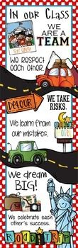 an image of a poster with cars on the road and in our class we are team