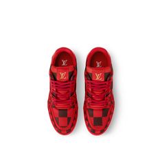 LOUIS VUITTON® - Lv Trainer Sneaker - Red Lv Trainer Sneaker, Louis Vuitton Sneaker, Louis Vuitton Gifts, Louis Vuitton Official Website, Trunk Bag, Street Style Outfits Men, Buckle Shoes, Louis Vuitton Official, Monogram Bag