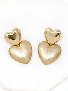 ❤️HAPPY HOLIDAY SALE❤️ ▪️30% OFF -up to 60% OFF on select items ▪️Free Shipping Over $35 (USA domestic only) [Puffy Heart Statement Earrings]  : Introducing our textured puffy heart drop and dangle earrings in gold! These earrings feature bold and puffy hearts that add a touch of whimsy to any outfit. Crafted with lightweight designs, they're comfortable to wear all day long. Whether you're dressing up for a special occasion or adding a chic flair to your everyday look, these versatile earrings Friday Day, Statement Earrings Gold, Mothers Day Special, Gold Statement Earrings, Puffy Heart, Earrings In Gold, Happy Holiday, Big Heart, Gold Heart