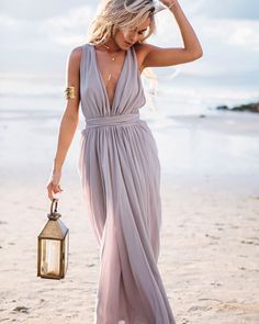 Beach Wedding Guest Dresses To Fall In Love With Backless Prom Dresses Open Backs, Boho Chiffon Dress, Beach Wedding Guest, Beach Wedding Guest Dress, Dress With Pleats, 파티 드레스, Mode Boho, Backless Prom Dresses, Maxi Robes