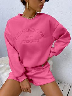 Sweatshirt Shorts, Drop Shoulder Sweatshirt, Pink Sweats, Black And White Baby, Drop Shoulder Tee, Dropped Shoulder Sweatshirt, Mommy Style, Black Hot Pink