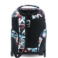 Go traveling, back to school, or to a sleepover in style, with your belongings neatly stowed in the J World Sunrise Rolling Backpack. The versatility of the Sunrise Rolling Backpack allows for it function as both carry- on luggage that will fit under the airplane seat or overhead compartment and a strapped backpack for students. It has fully functional wheels that are both soft and noiseless that allows for a controlled motion. Organize all of your belongings with a front pocket equipped with a Functional School Backpack Luggage, Nylon Backpack For School, Casual Rectangular Backpack For Overnight Trips, Adjustable Backpack For Travel And Back To School, Casual School Backpack Luggage, Functional Blue School Luggage, Functional Rectangular School Luggage, Functional Travel Backpack For End Of School Year, Travel Bag With Luggage Sleeve For School